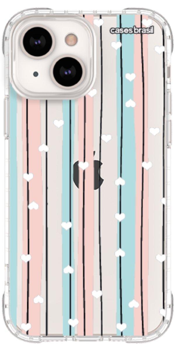 Capinha para Celular Listras com Corações