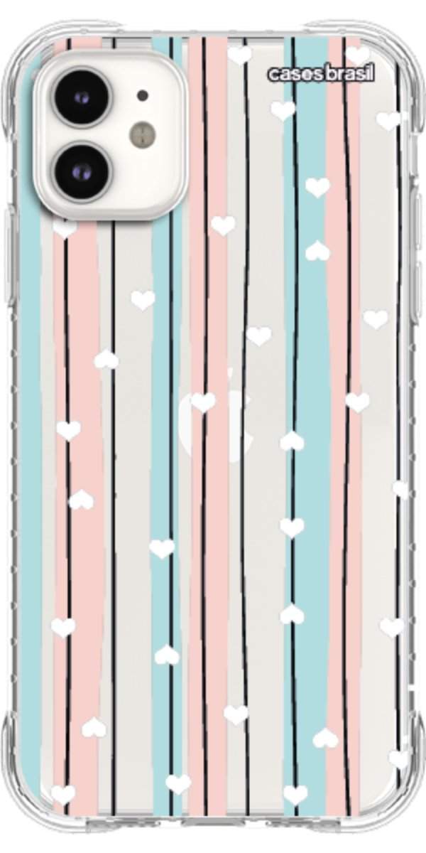 Capinha para Celular Listras com Corações