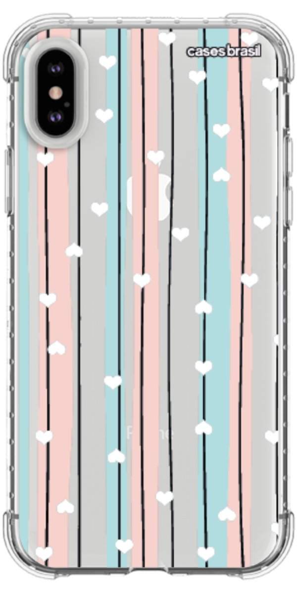 Capinha para Celular Listras com Corações