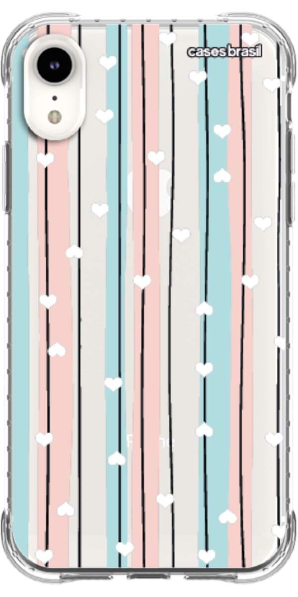 Capinha para Celular Listras com Corações