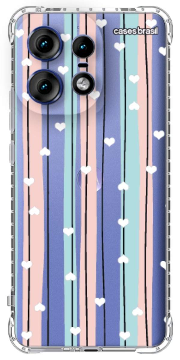 Capinha para Celular Listras com Corações