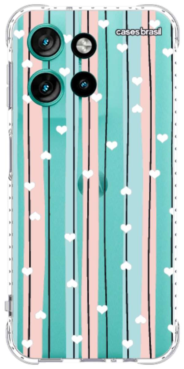 Capinha para Celular Listras com Corações
