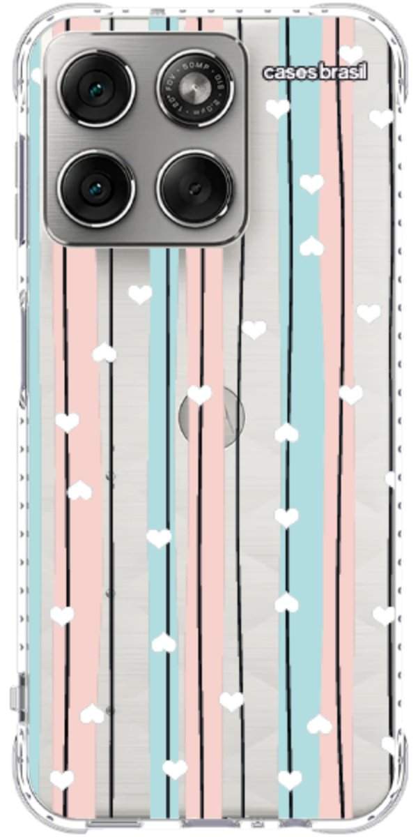 Capinha para Celular Listras com Corações