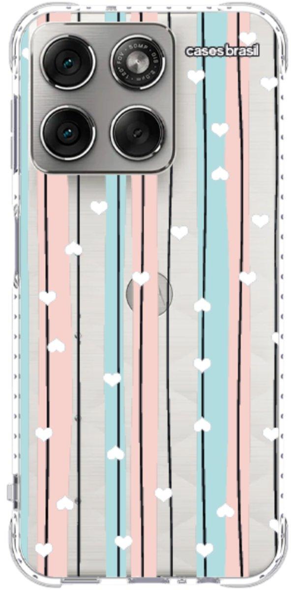 Capinha para Celular Listras com Corações