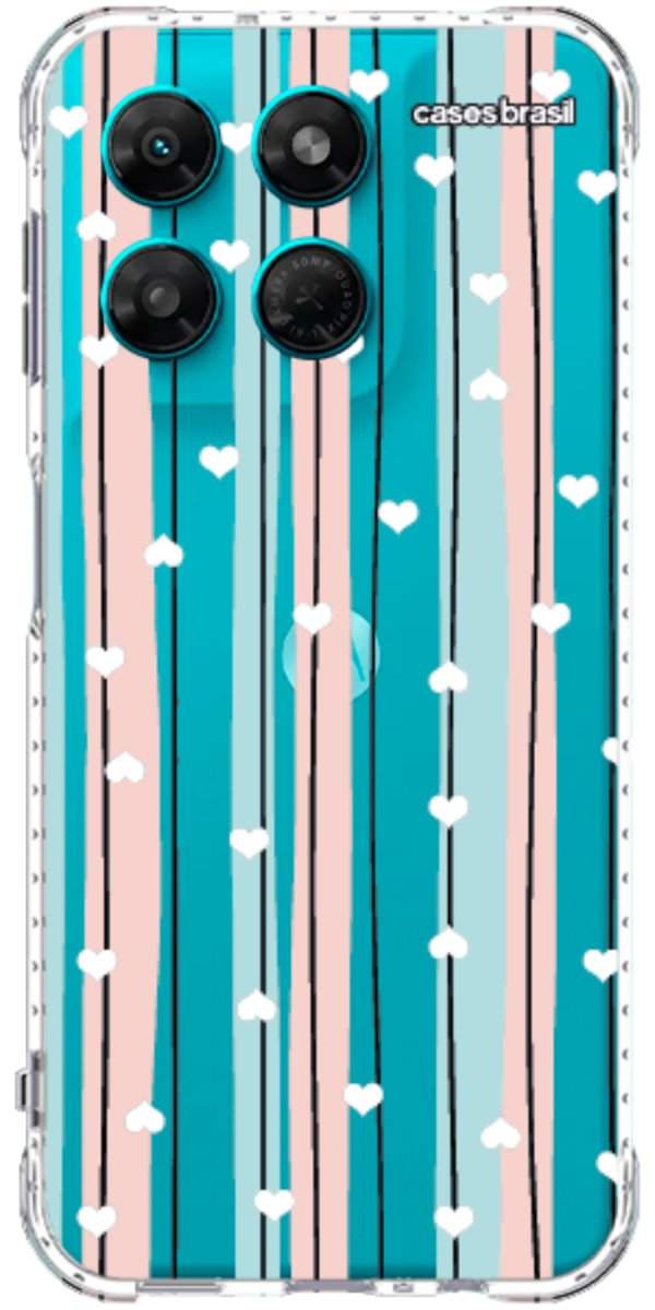 Capinha para Celular Listras com Corações