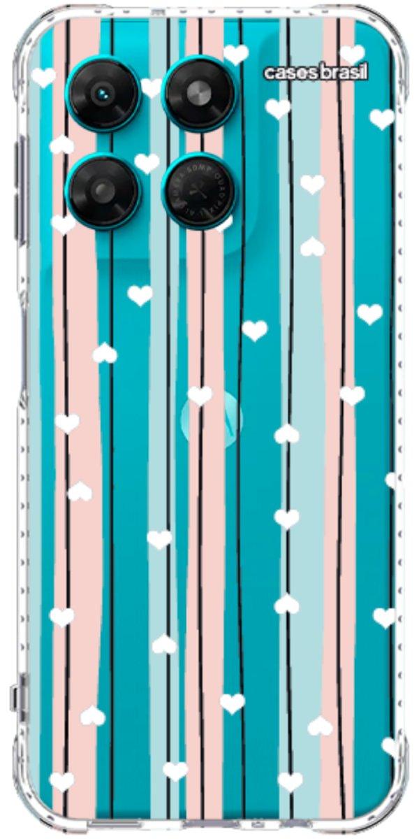 Capinha para Celular Listras com Corações