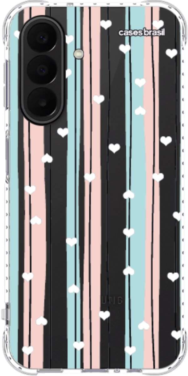 Capinha para Celular Listras com Corações
