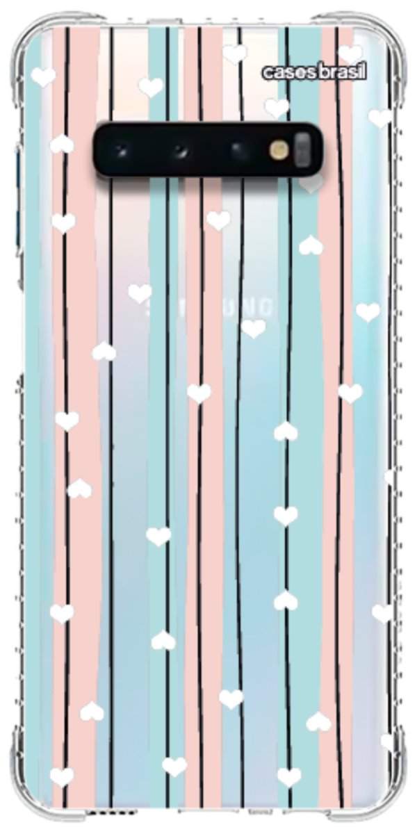 Capinha para Celular Listras com Corações