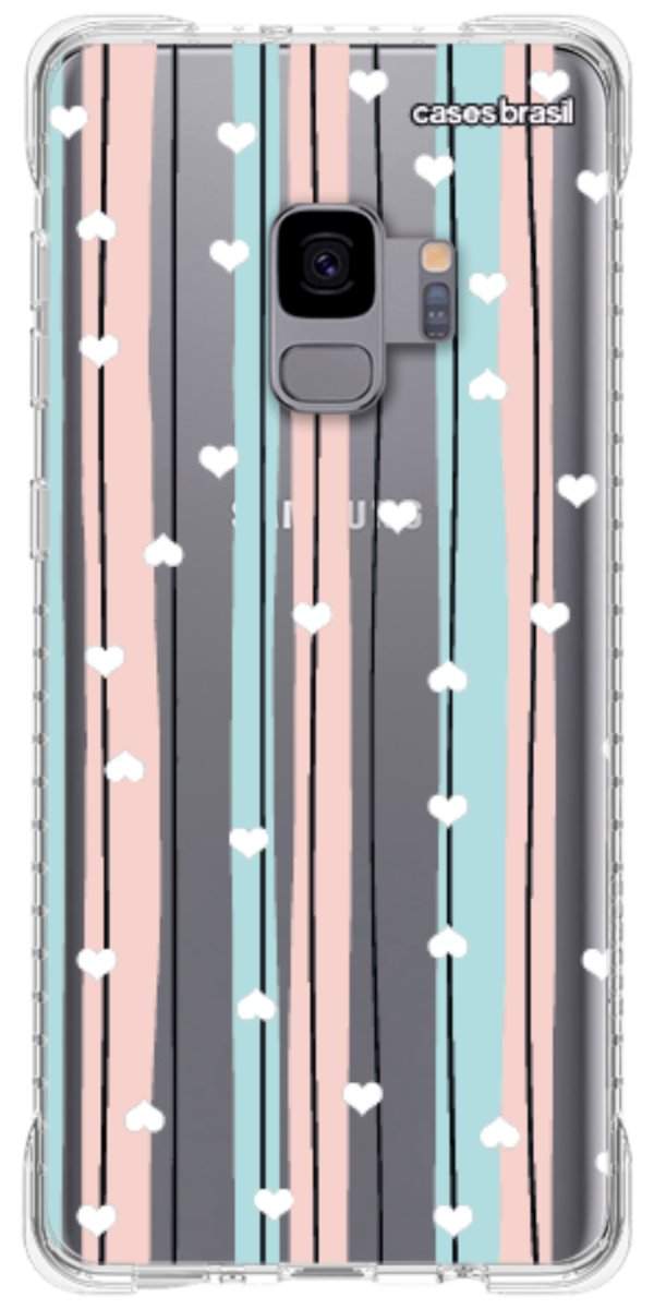 Capinha para Celular Listras com Corações