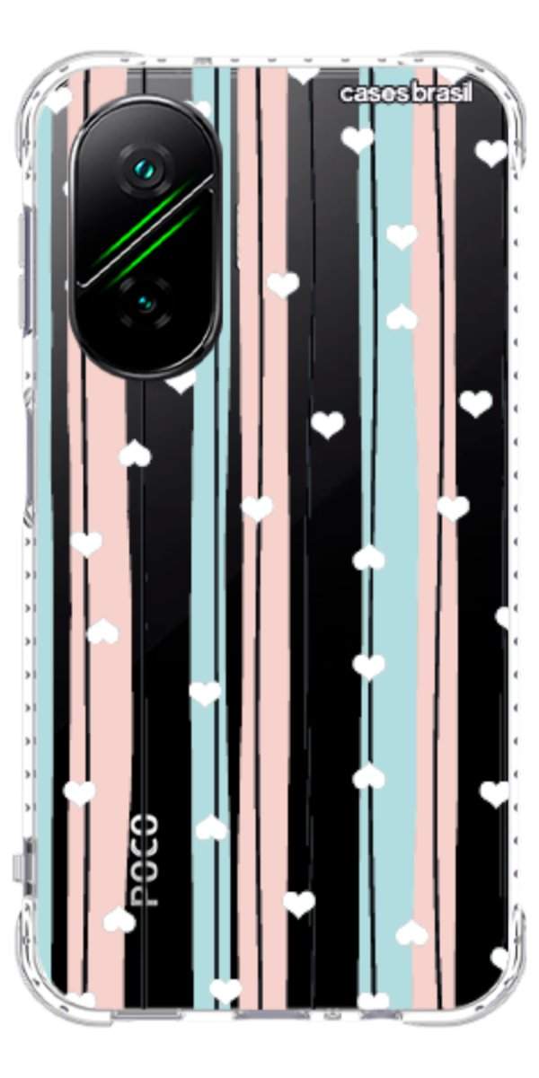 Capinha para Celular Listras com Corações