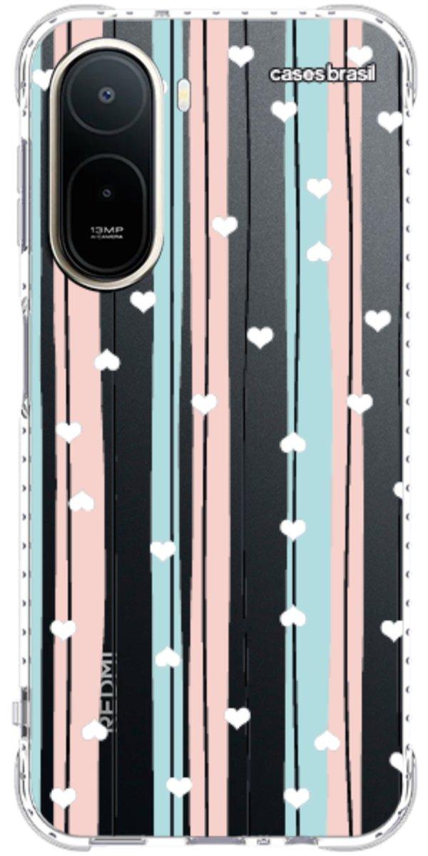 Capinha para Celular Listras com Corações