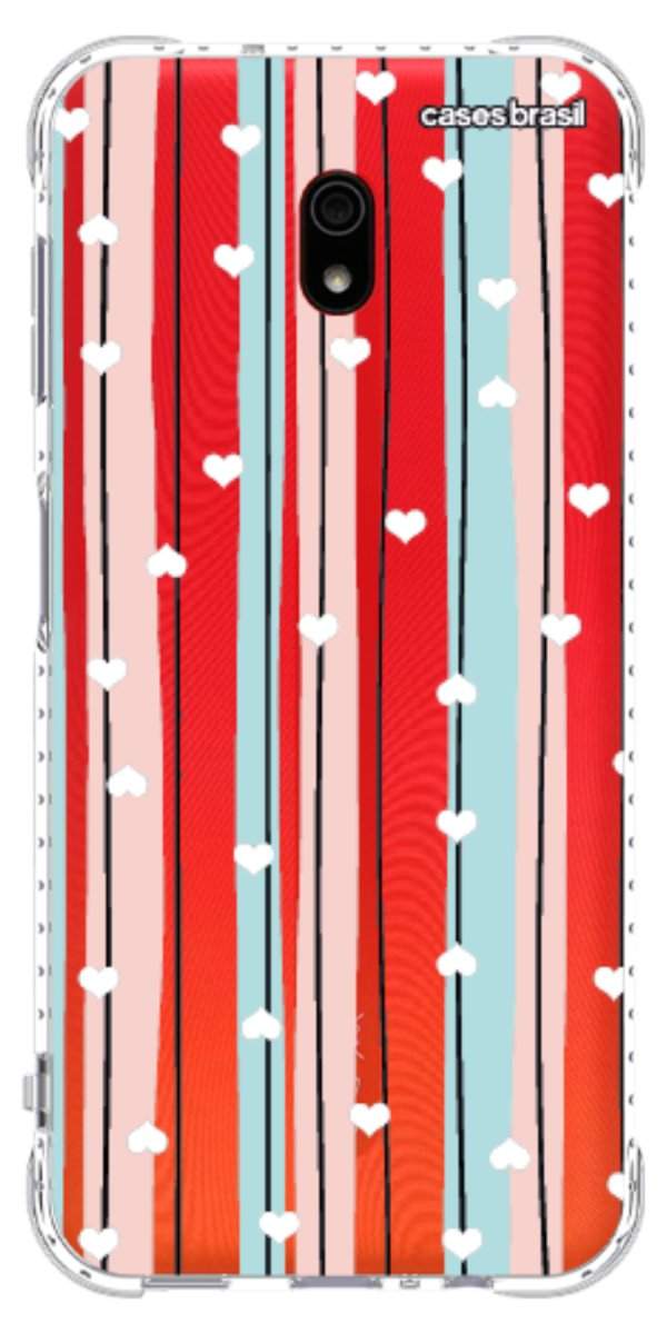 Capinha para Celular Listras com Corações