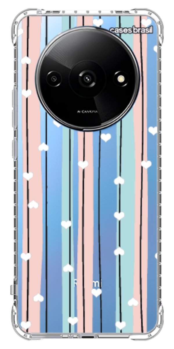 Capinha para Celular Listras com Corações