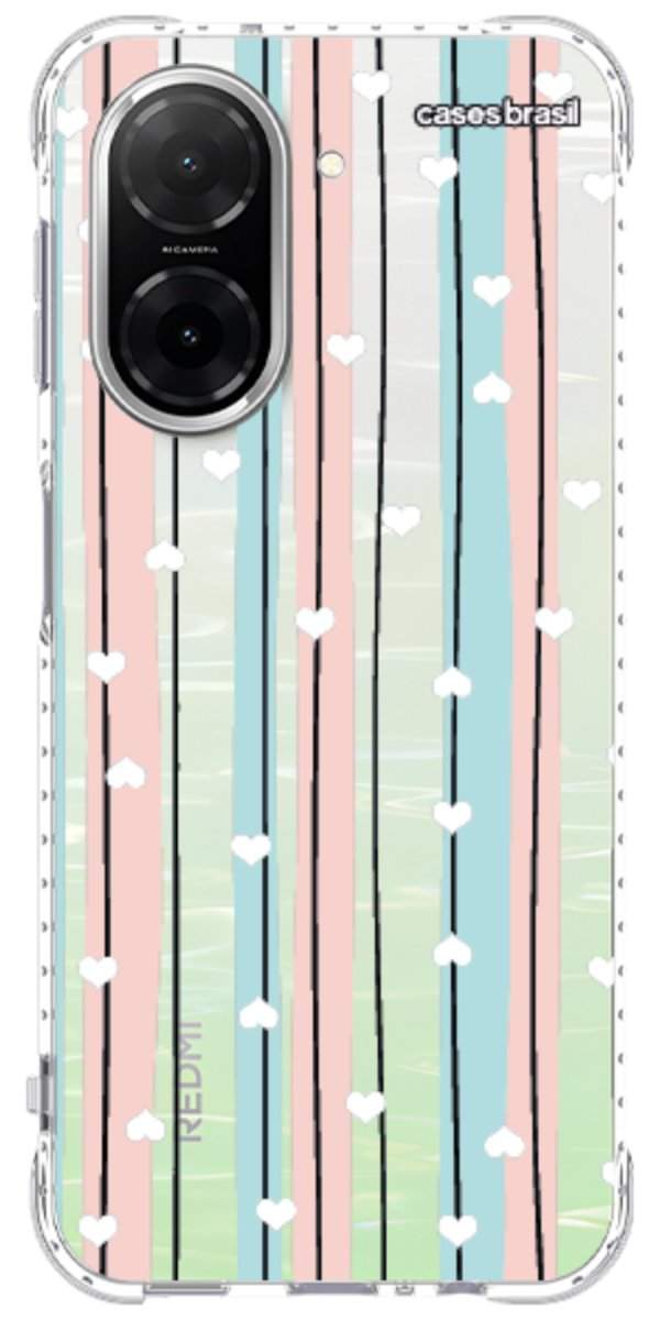 Capinha para Celular Listras com Corações