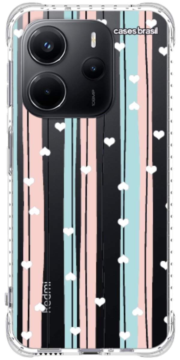 Capinha para Celular Listras com Corações