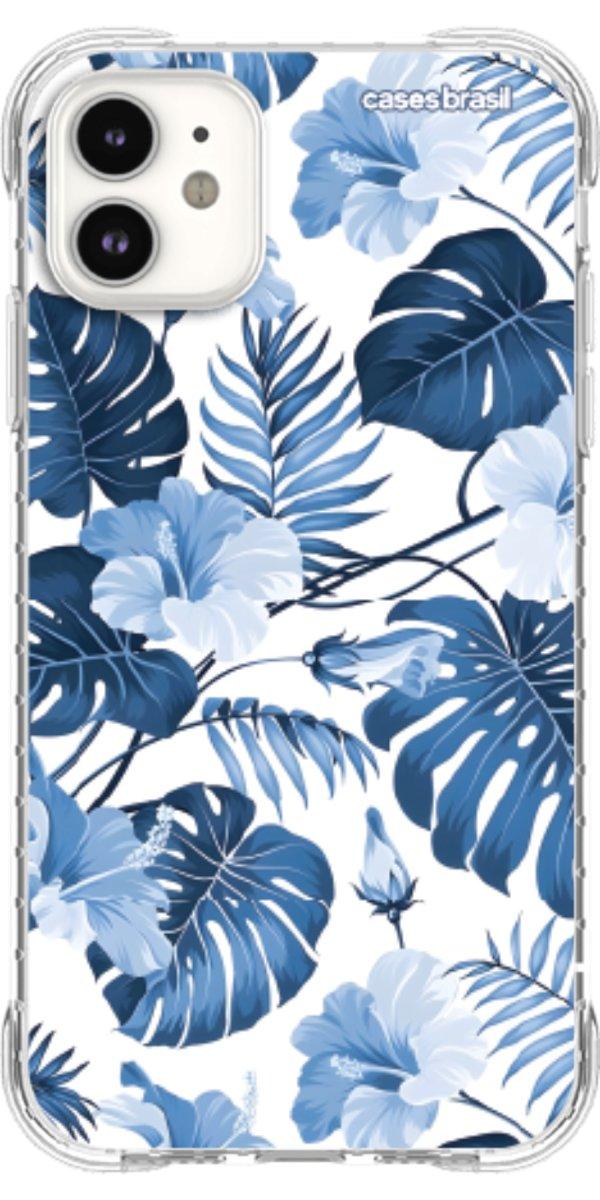 Capinha para Celular Folhagem Tropical Azul