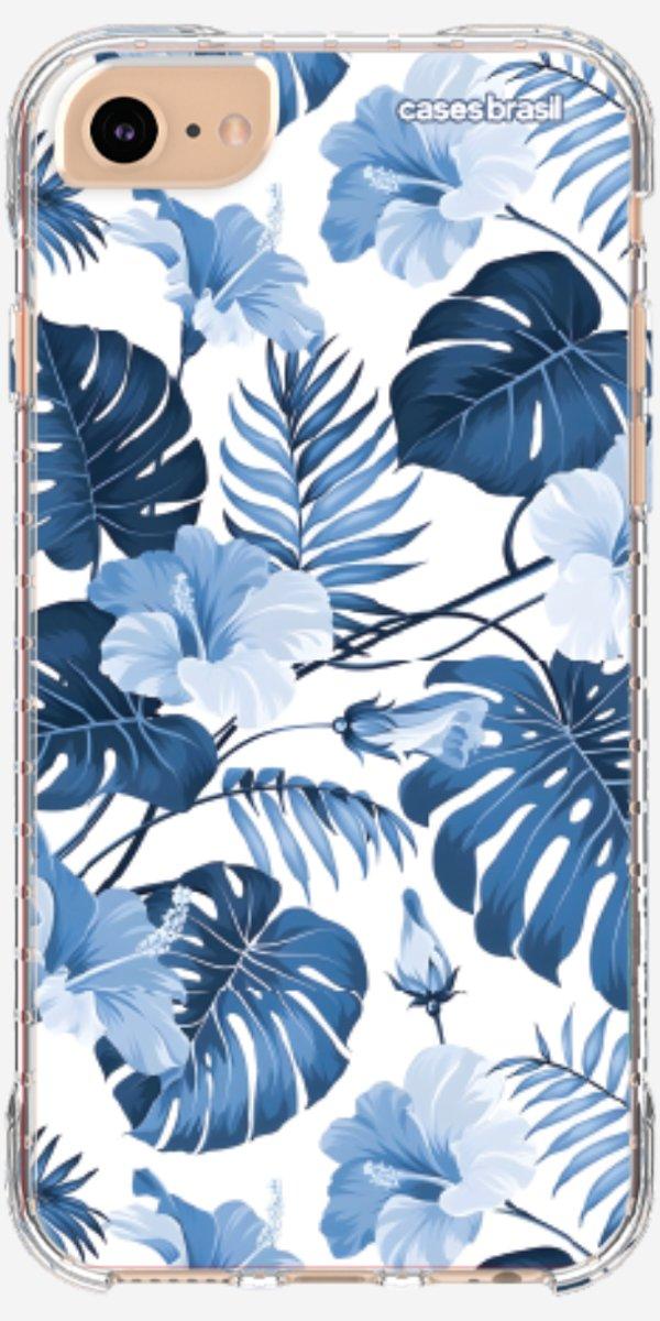 Capinha para Celular Folhagem Tropical Azul