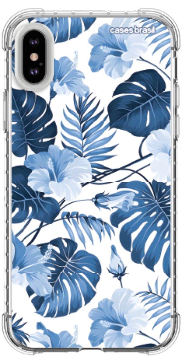 Capinha para Celular Folhagem Tropical Azul