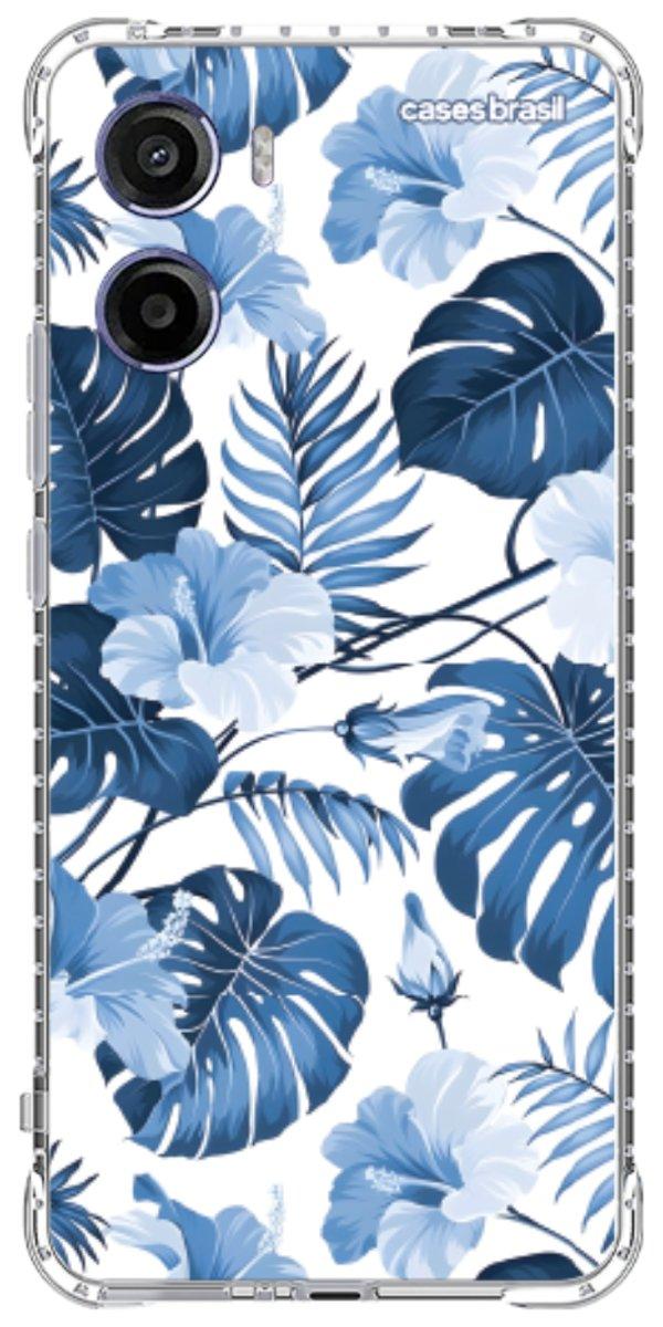 Capinha para Celular Folhagem Tropical Azul