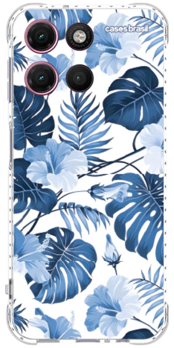 Capinha para Celular Folhagem Tropical Azul
