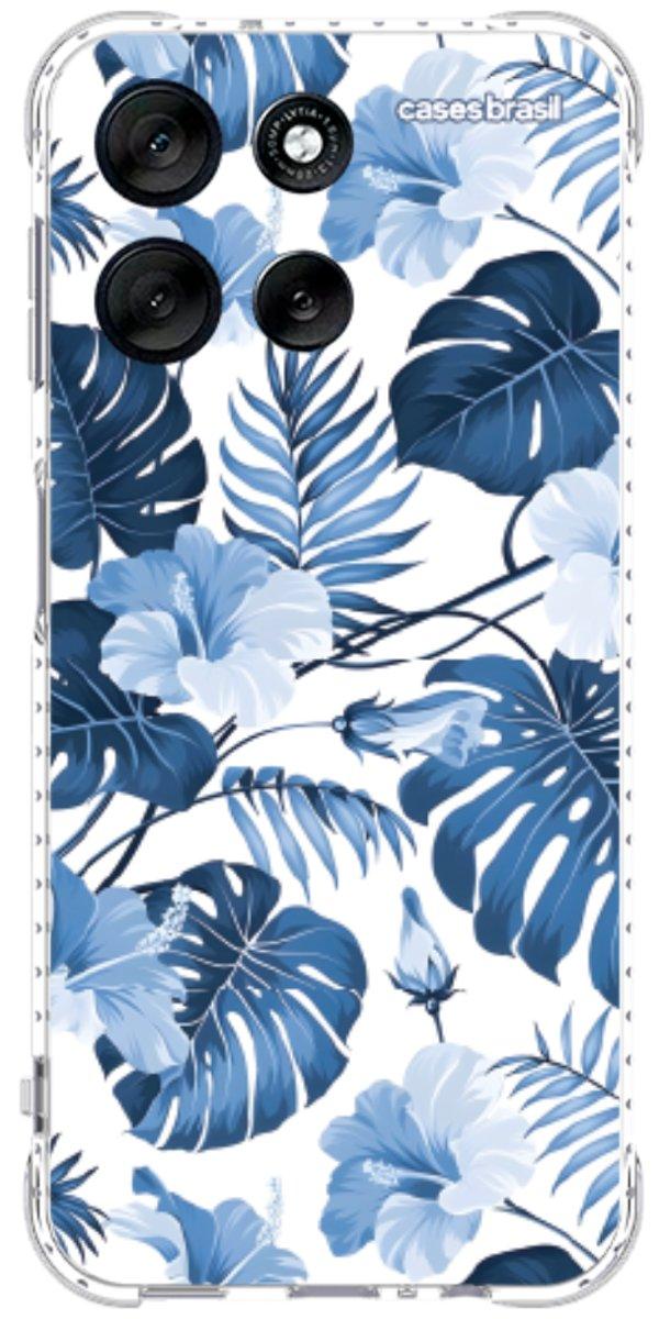 Capinha para Celular Folhagem Tropical Azul