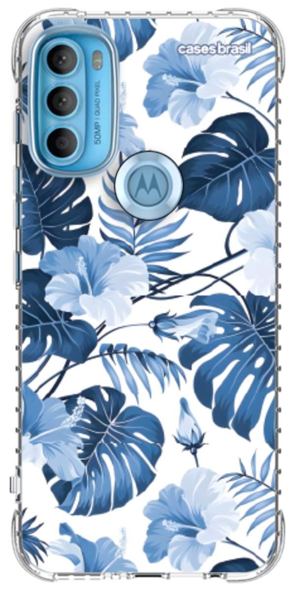 Capinha para Celular Folhagem Tropical Azul