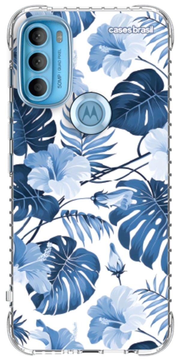 Capinha para Celular Folhagem Tropical Azul