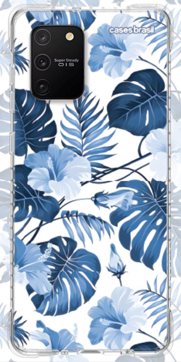 Capinha para Celular Folhagem Tropical Azul