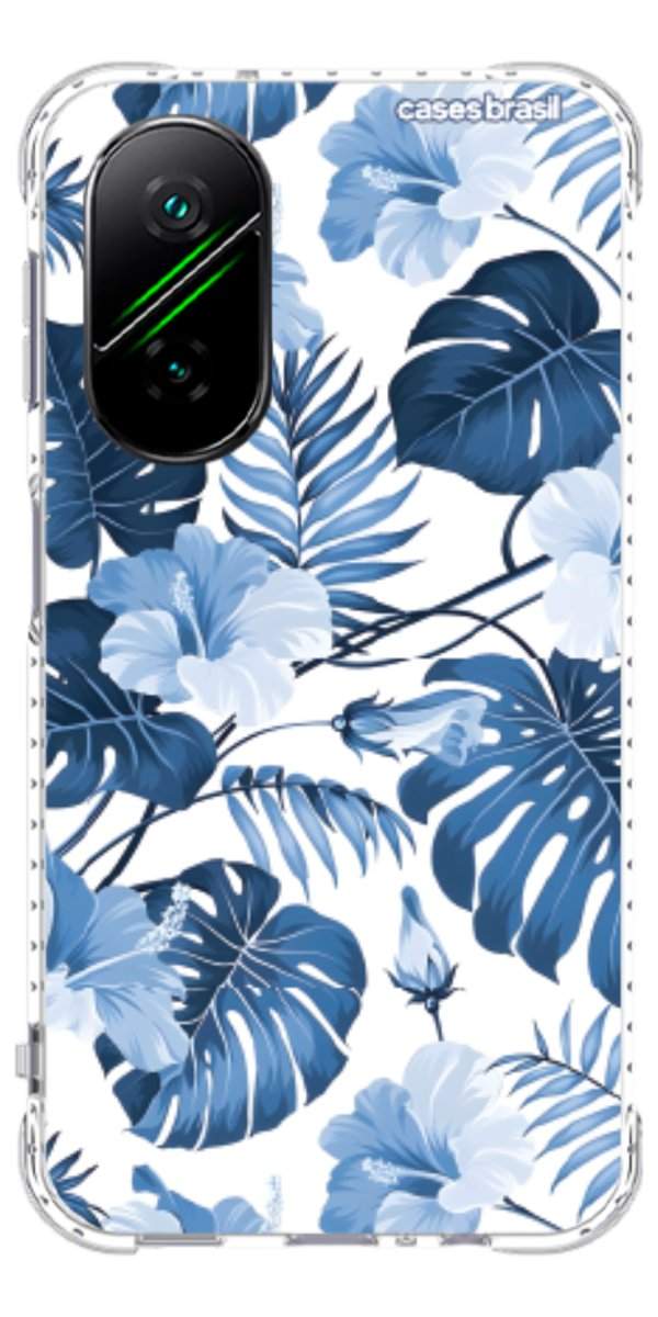 Capinha para Celular Folhagem Tropical Azul