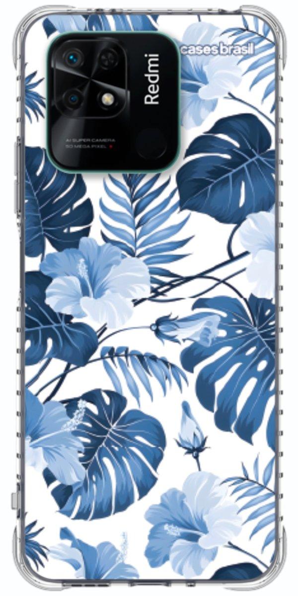 Capinha para Celular Folhagem Tropical Azul