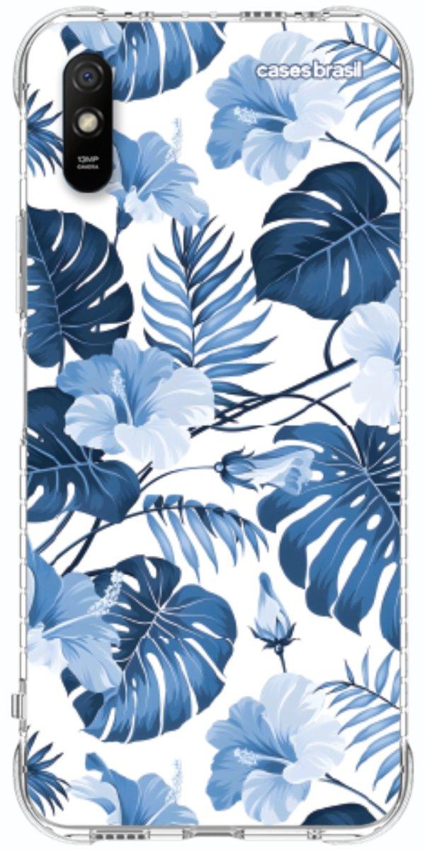 Capinha para Celular Folhagem Tropical Azul