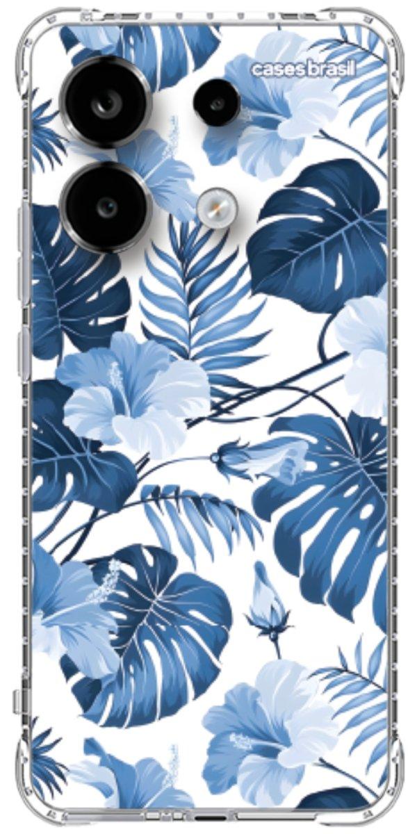 Capinha para Celular Folhagem Tropical Azul