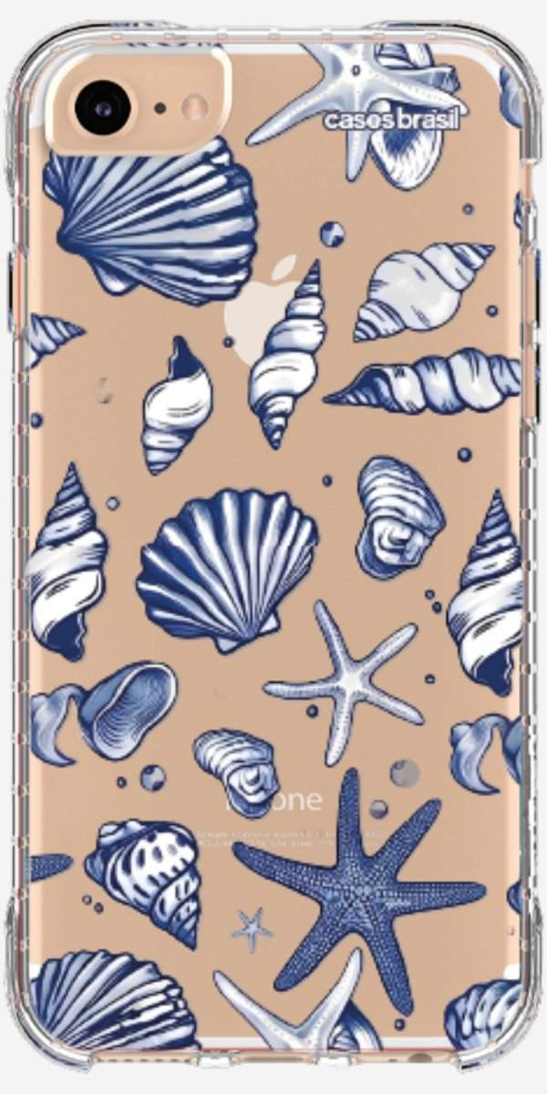 Capinha para Celular Conchas Azul Marinho