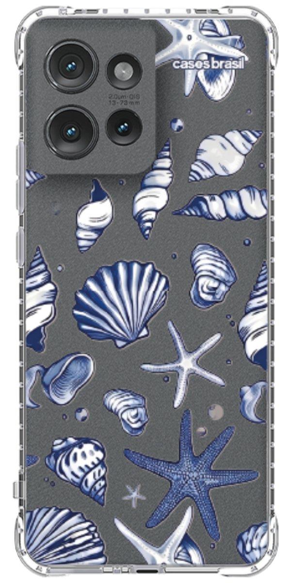 Capinha para Celular Conchas Azul Marinho