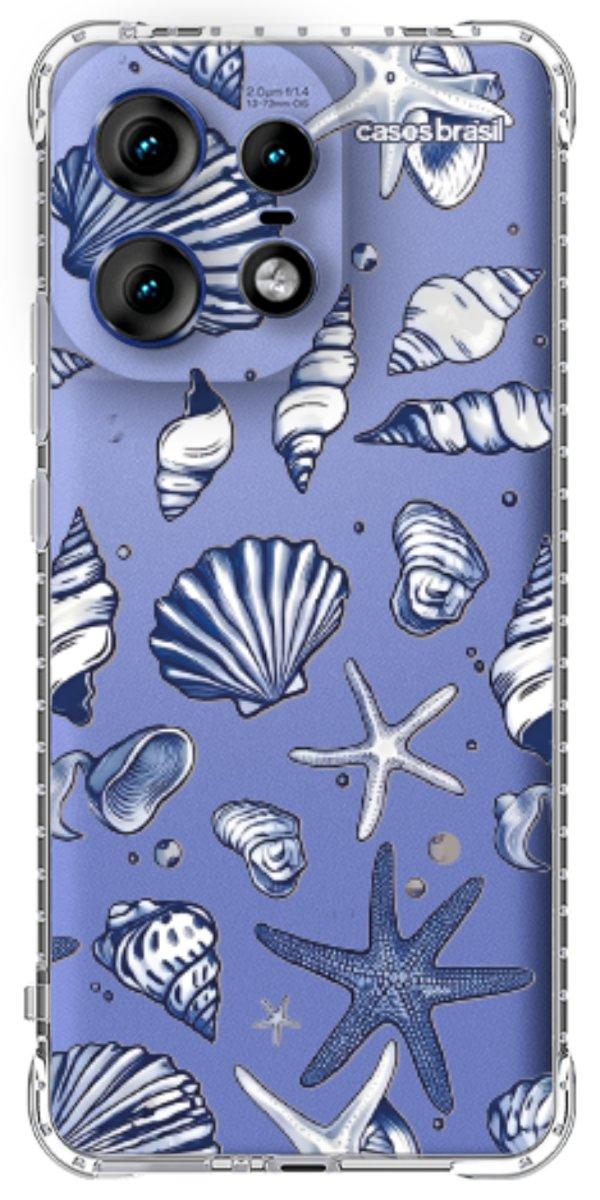 Capinha para Celular Conchas Azul Marinho