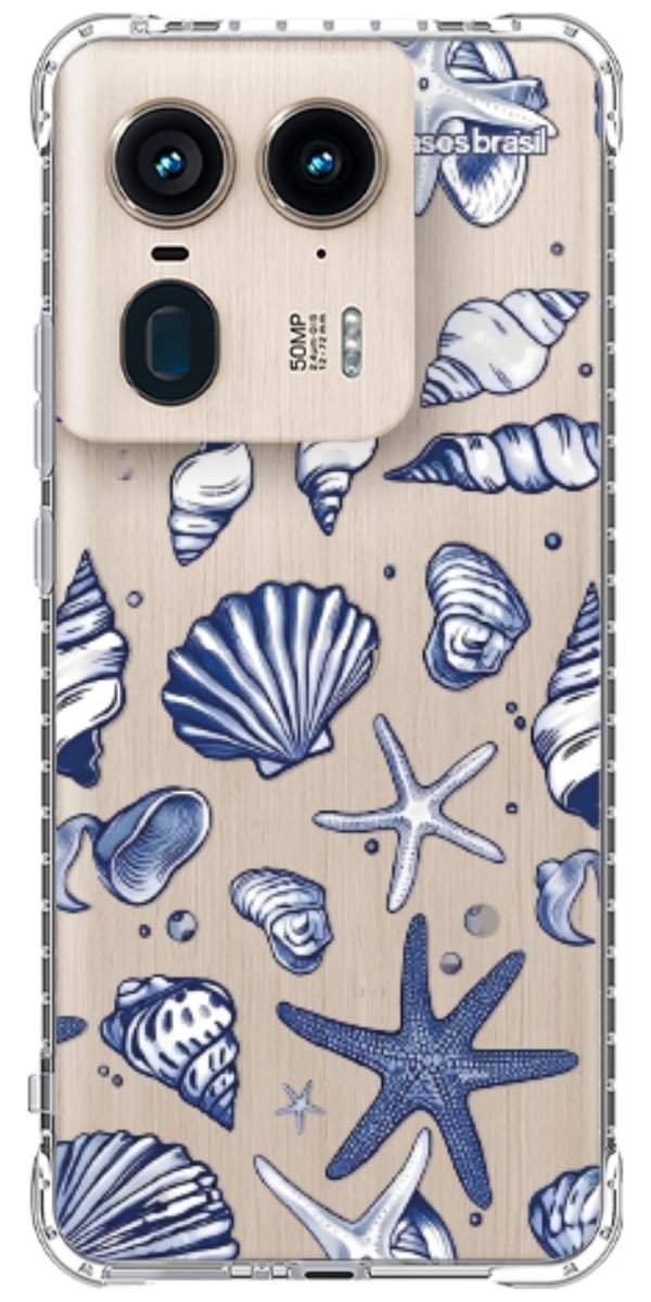 Capinha para Celular Conchas Azul Marinho