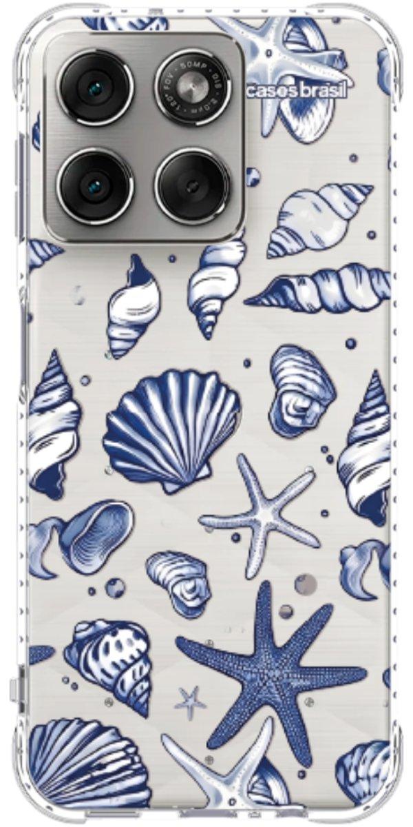 Capinha para Celular Conchas Azul Marinho