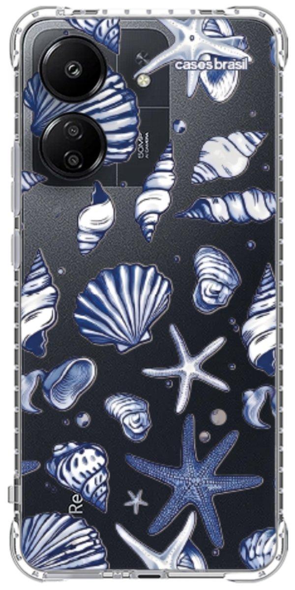 Capinha para Celular Conchas Azul Marinho