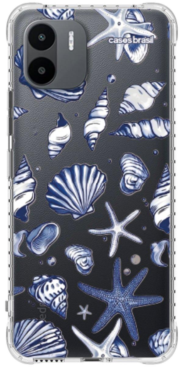 Capinha para Celular Conchas Azul Marinho