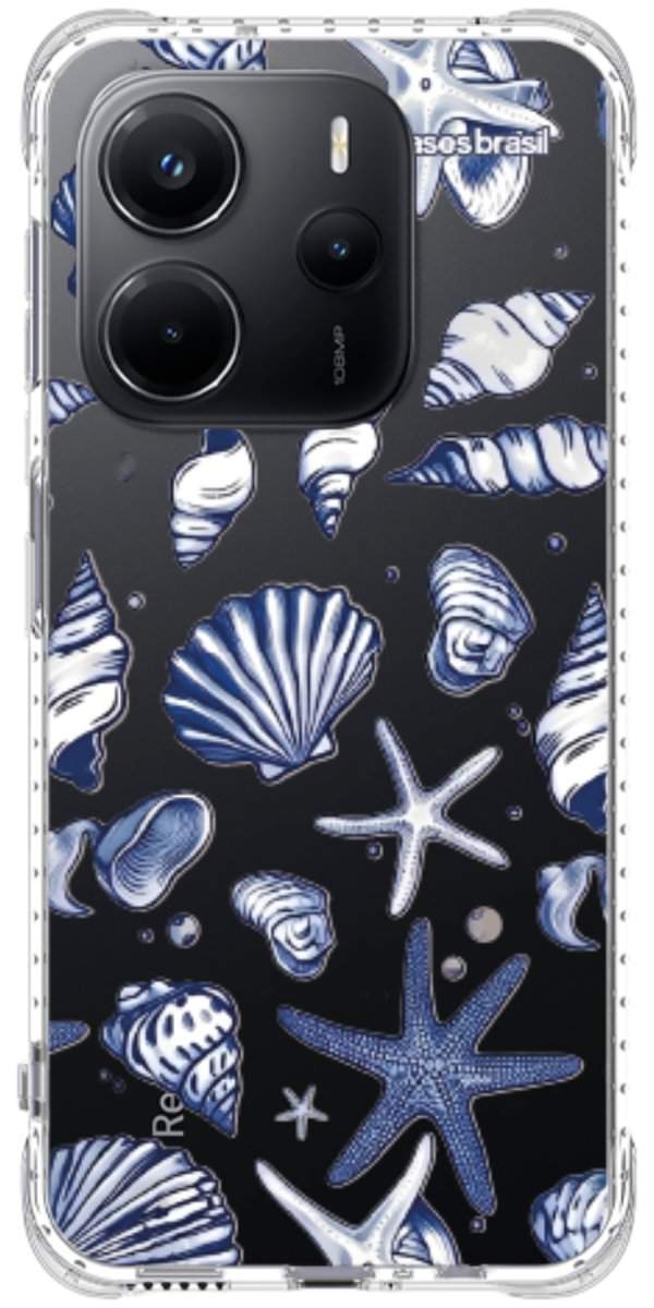 Capinha para Celular Conchas Azul Marinho