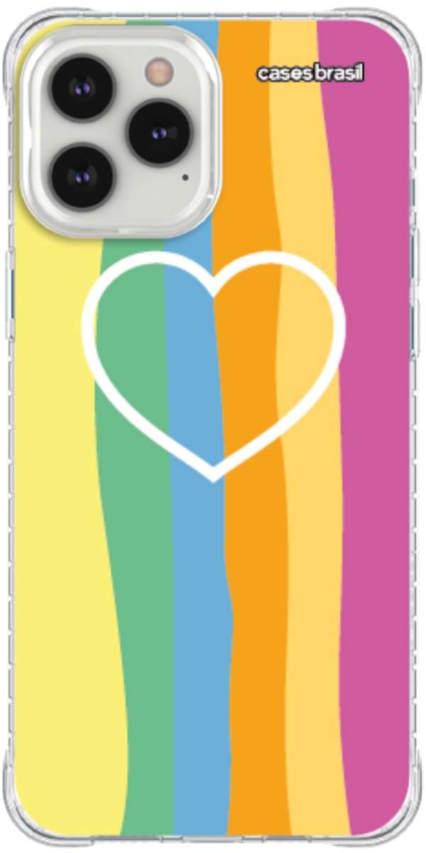 Capinha para Celular Coração delicado Arco-íris Vertical