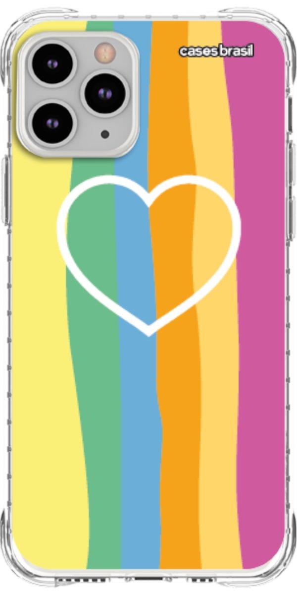 Capinha para Celular Coração delicado Arco-íris Vertical