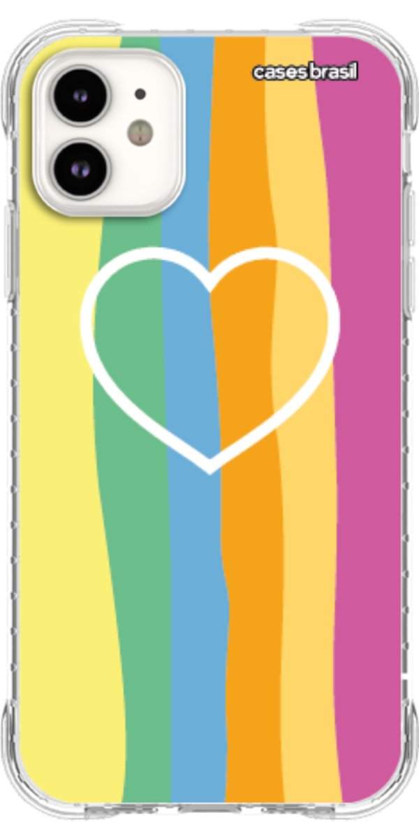 Capinha para Celular Coração delicado Arco-íris Vertical