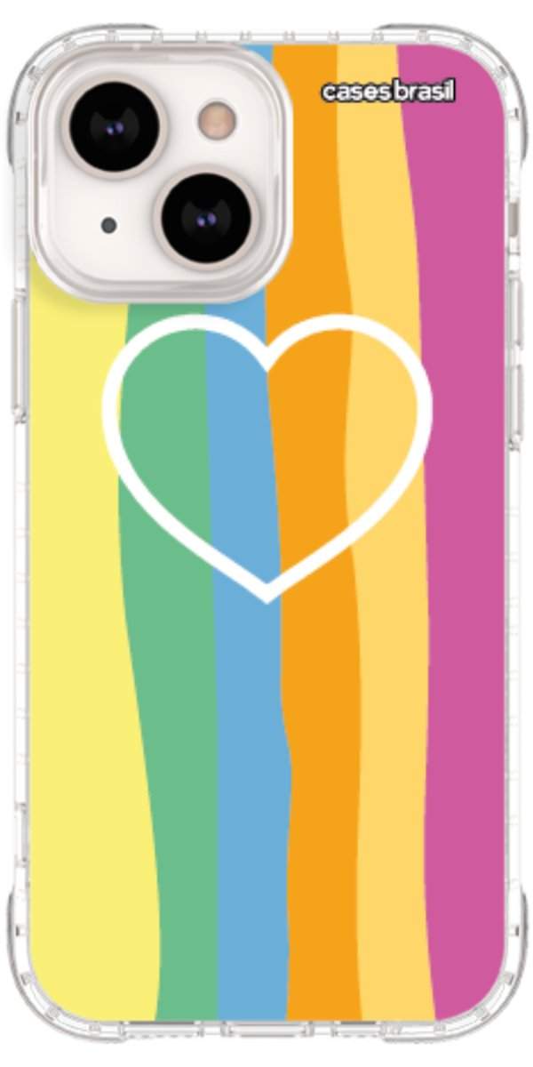 Capinha para Celular Coração delicado Arco-íris Vertical