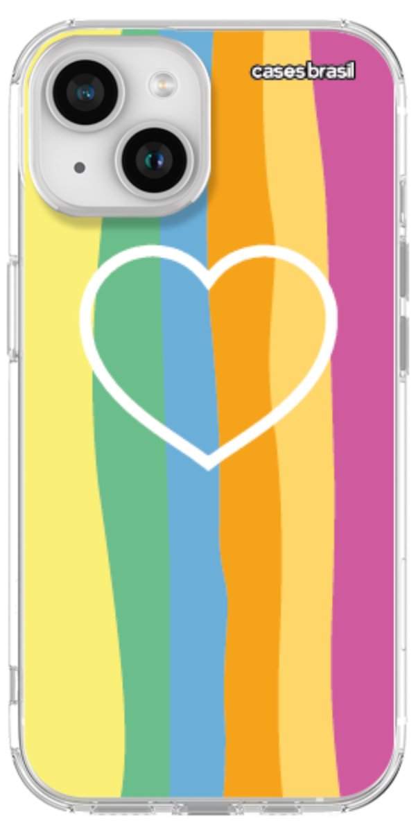 Capinha para Celular Coração delicado Arco-íris Vertical