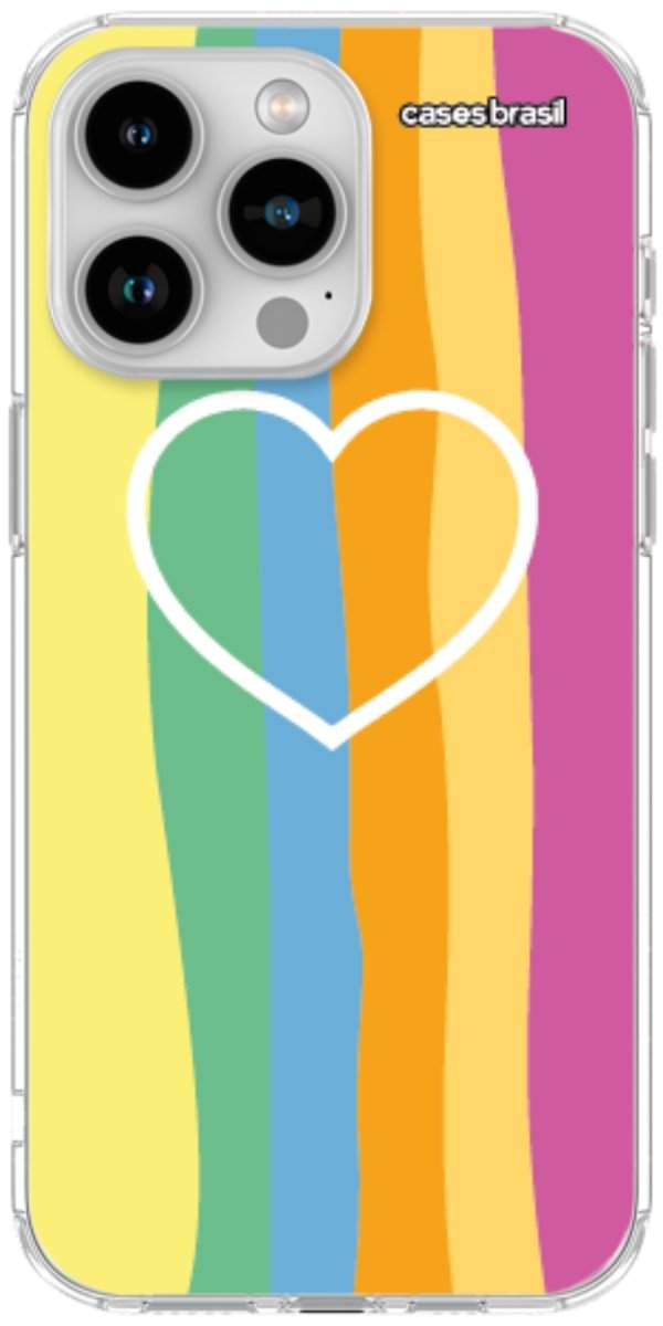 Capinha para Celular Coração delicado Arco-íris Vertical