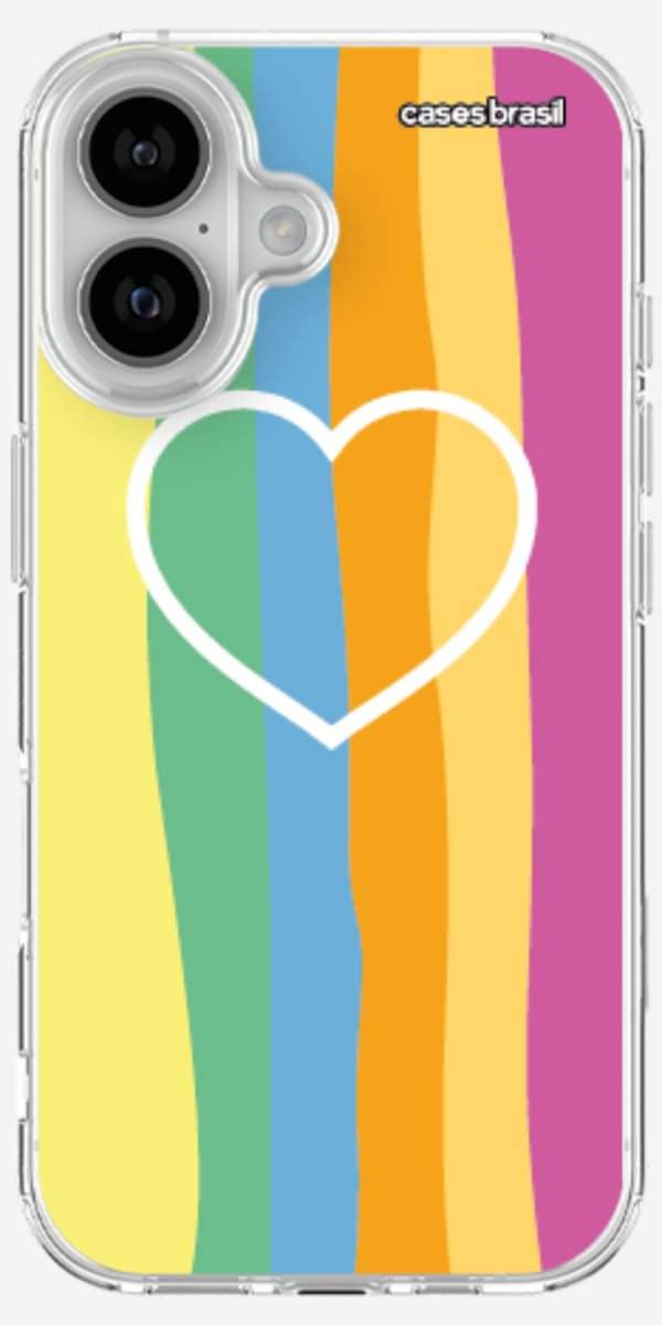 Capinha para Celular Coração delicado Arco-íris Vertical