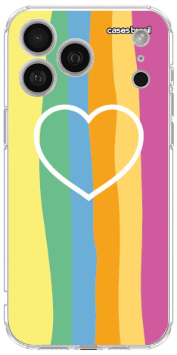 Capinha para Celular Coração delicado Arco-íris Vertical