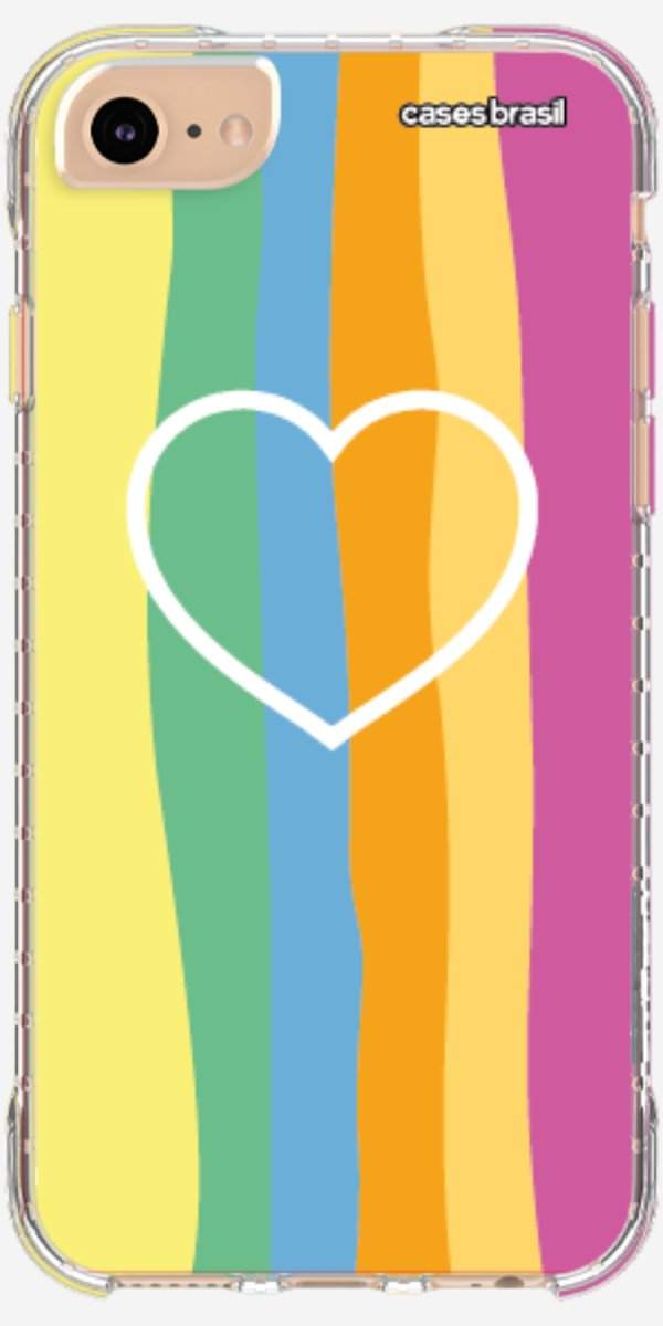 Capinha para Celular Coração delicado Arco-íris Vertical