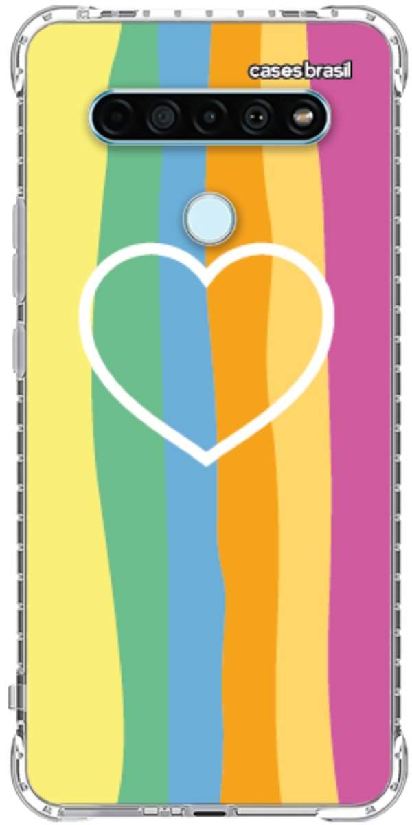 Capinha para Celular Coração delicado Arco-íris Vertical
